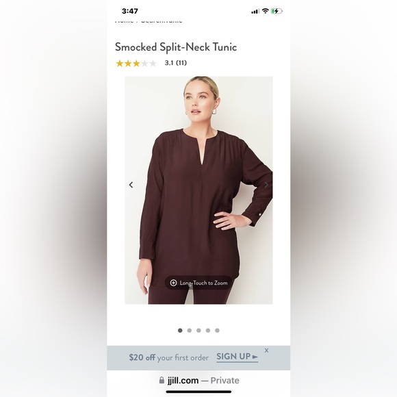 J. JILL tunic shirt pintuck V-Neck cotton, Ladies,  Size XL - Picture 3 of 9